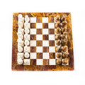 Marble Chess Set- White Coral and Red Marble Chess Board with Pieces- 12"