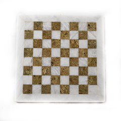 Marble Chess Set- White and Coral with Chess Pieces- White Border- 12" - Battling Blades