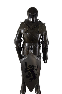 Black Knight Suit of Armor- Steel - Wearable Suit of Armor with Shield