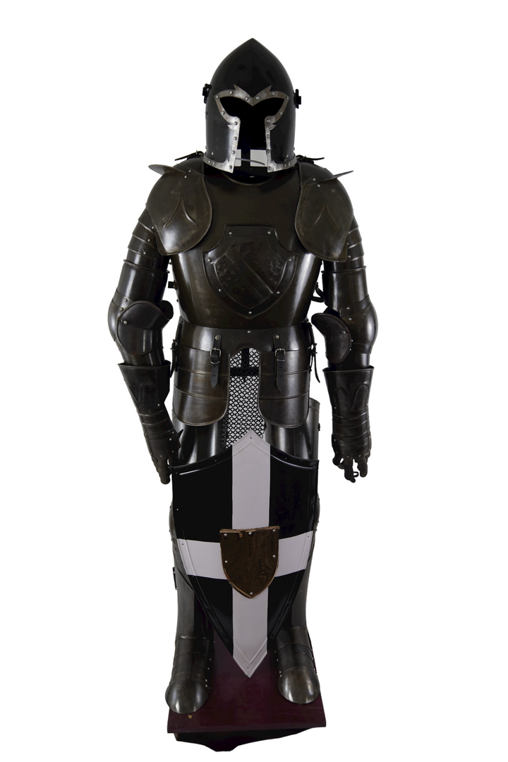 Black Knight Suit of Armor- Steel - Wearable Suit of Armor with Shield