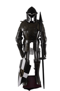 Jousting Black Knight Suit of Armor- Steel - Wearable Suit of Armor with Shield