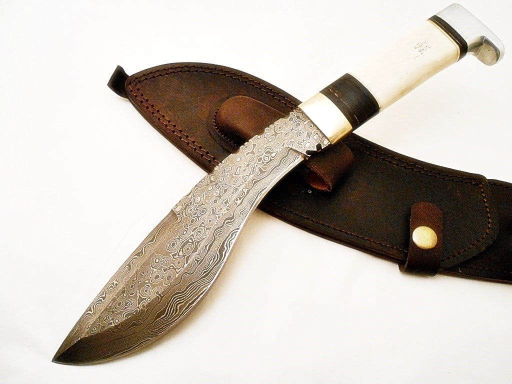 Gurkha Kukri Knife-Handmade High Carbon Damascus Steel- 13" - Battling Blades