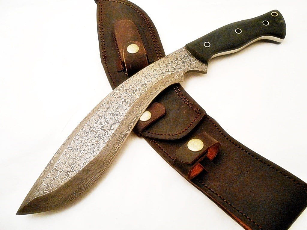 Gurkha Kukri Knife-Handmade High Carbon Damascus Steel Machete/ Knife/ Sword- 15"