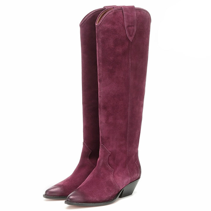 Suede Western Boots - Knee High Boots