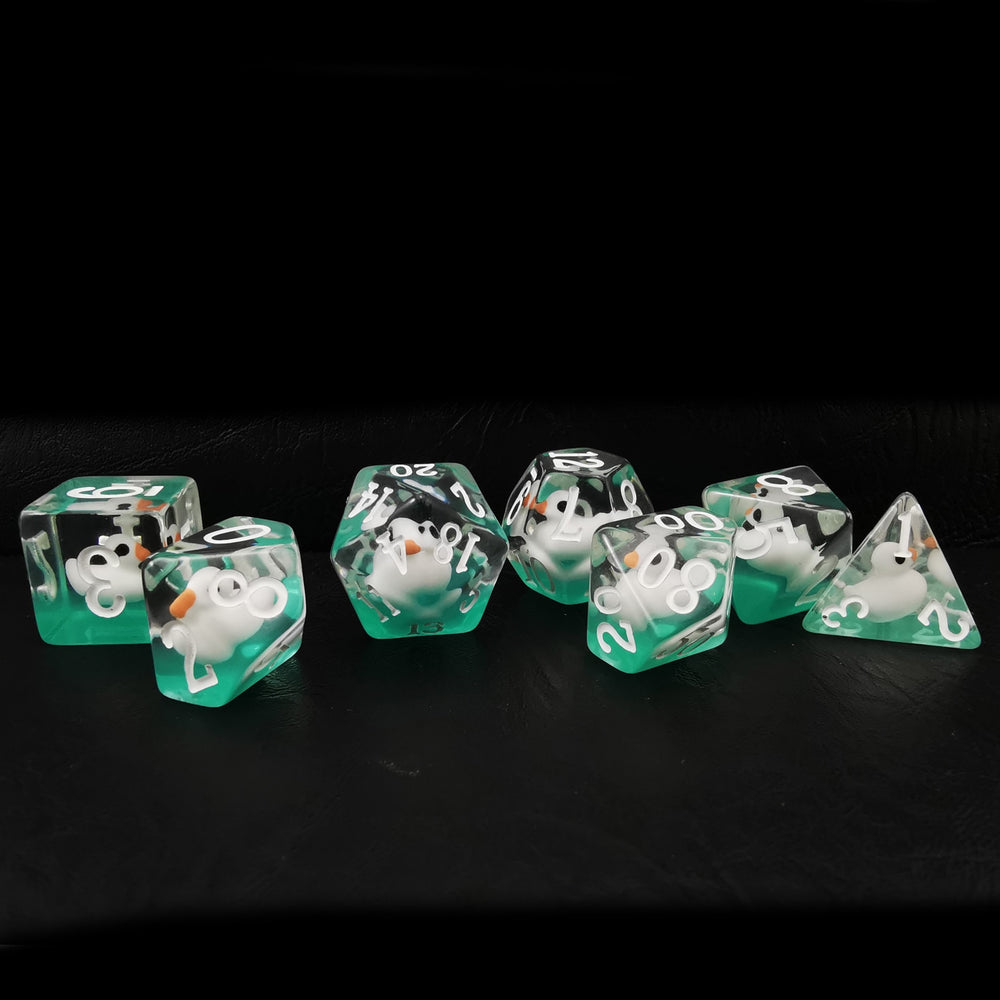 White Duck Dice Set - Polyhedral Dice Set