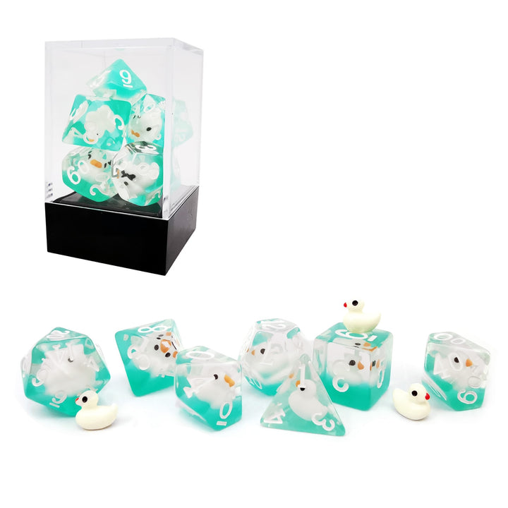 White Duck Dice Set - Polyhedral Dice Set
