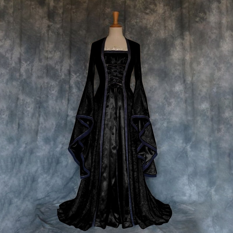 Medieval Long Dress- Slash Neck Gown