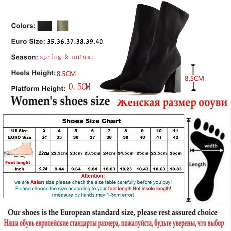 Slim Stretch Pointed Toe Boots - Sock Boots