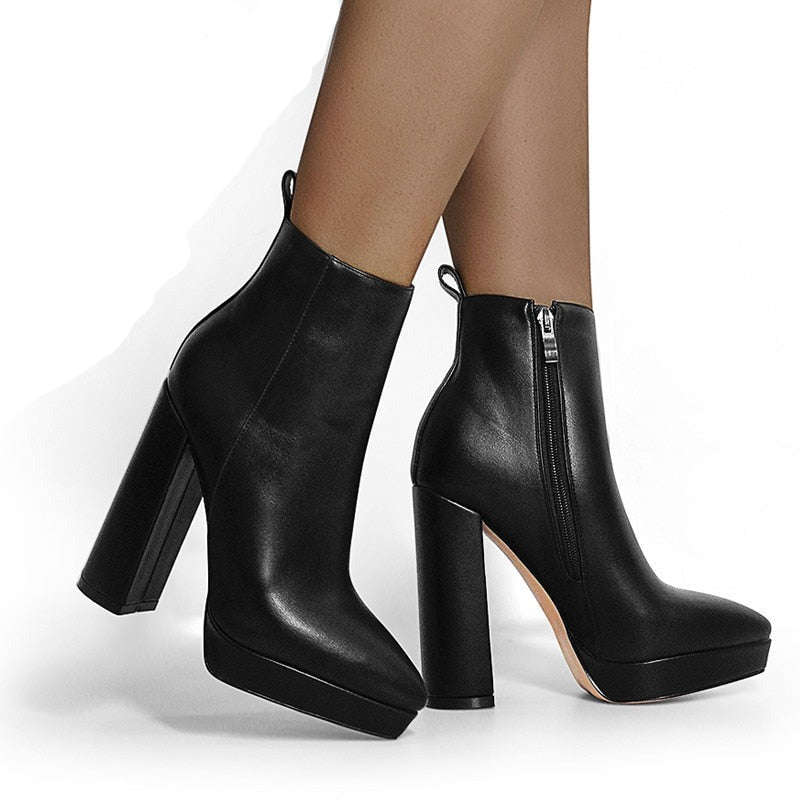 Pointed Matte Ankle Boots