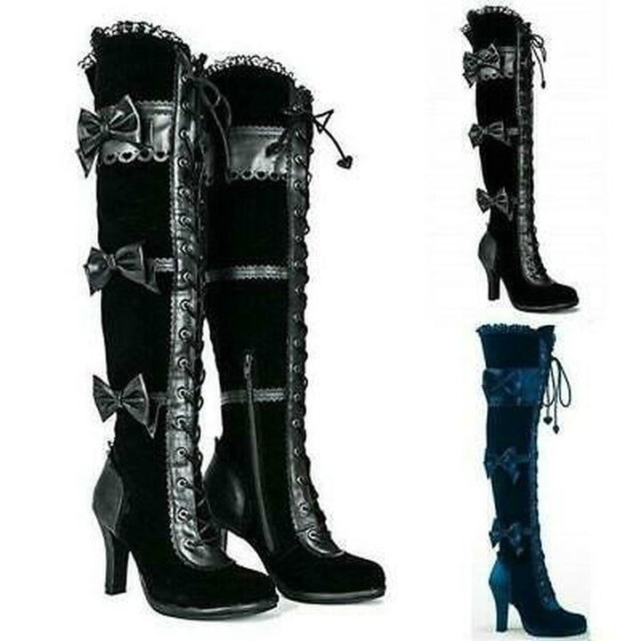 Knee High Gothic Bowknot Boots