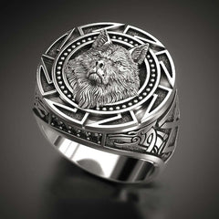 925 Sterling Silver Ring Retro Wolf Totem Thai Silver Ring Warrior Wolf Head Men's Ring - Battling Blades