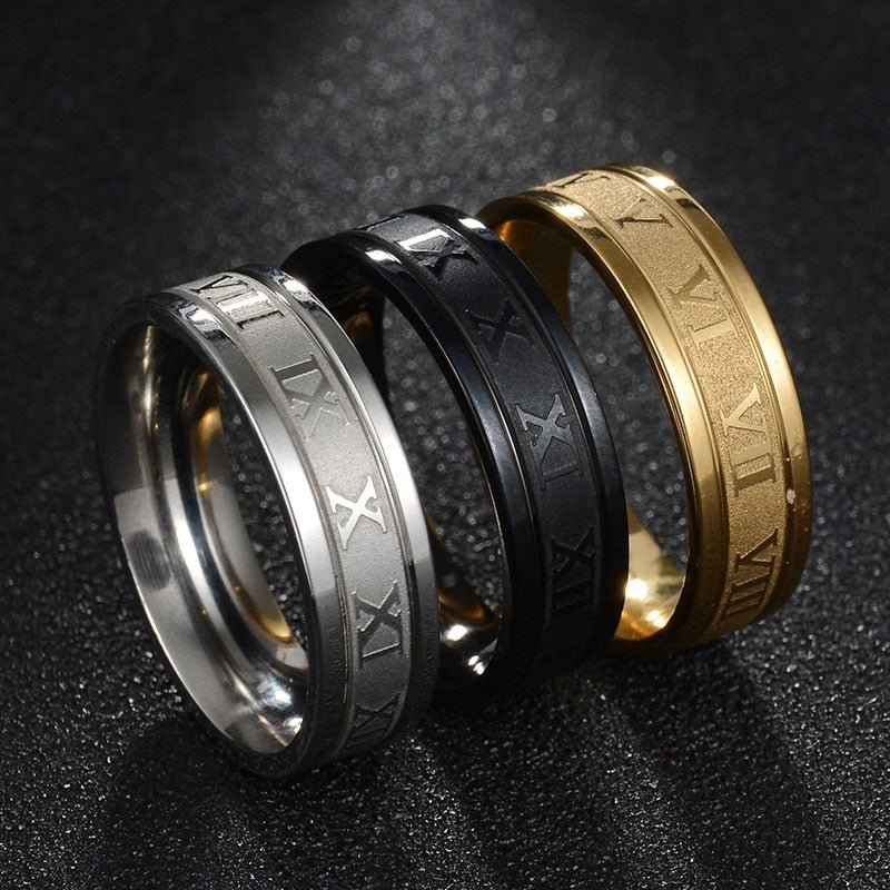 Roman Numerals Vintage Hollow Ring - Battling Blades