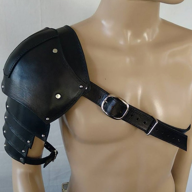 Gladiator Pauldrons- Leather Spaulders- Medieval Shoulder Armor