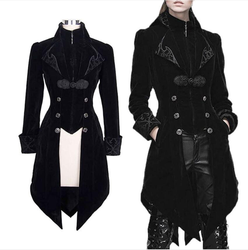 Medieval Tailcoat- Steampunk Velvet Stand Collar Jacket - Battling Blades