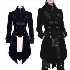 Medieval Tailcoat- Steampunk Velvet Stand Collar Jacket - Battling Blades