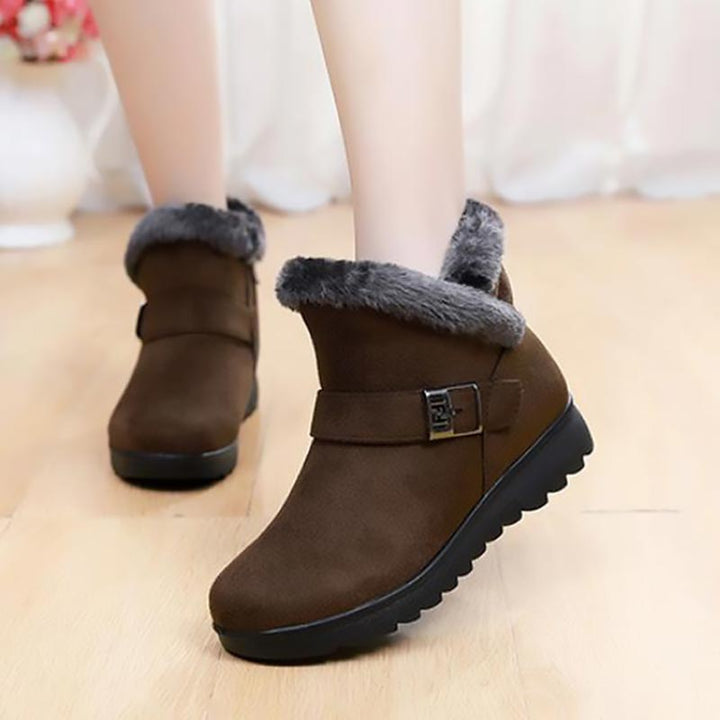 Fur Lined Flock Plush Boots - Winter Boots