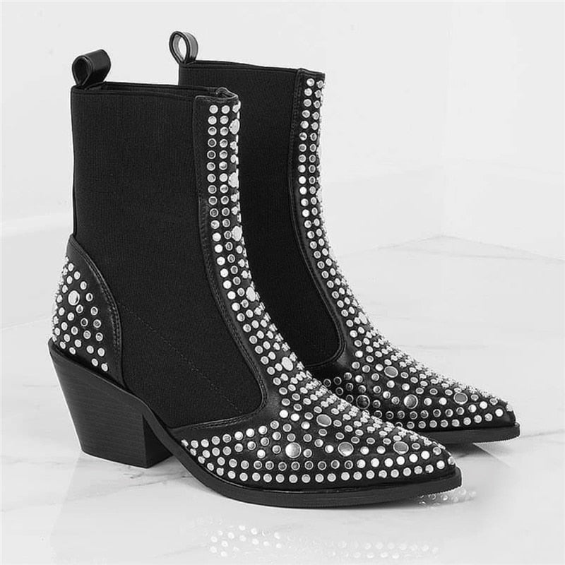 Rivets Elastic Chelsea Boots - Ankle Boots