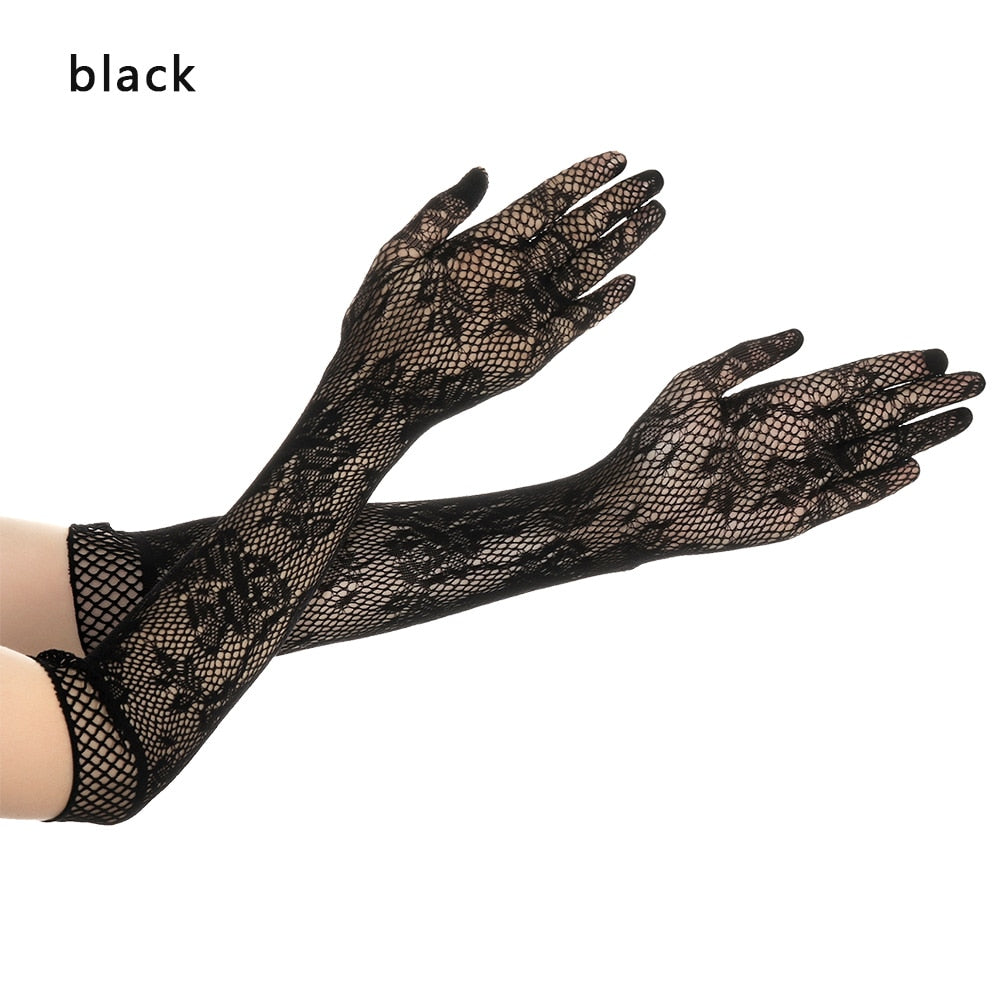 Lace Gloves- Long Women's Mesh Gloves