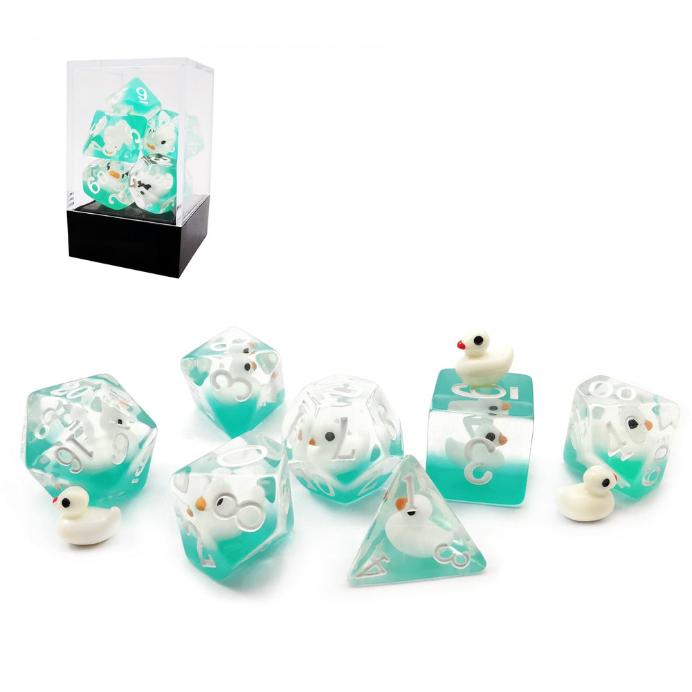 White Duck Dice Set - Polyhedral Dice Set