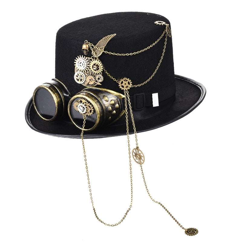 Gothic Chain Top Hat- Steampunk Cap- Steam Punk