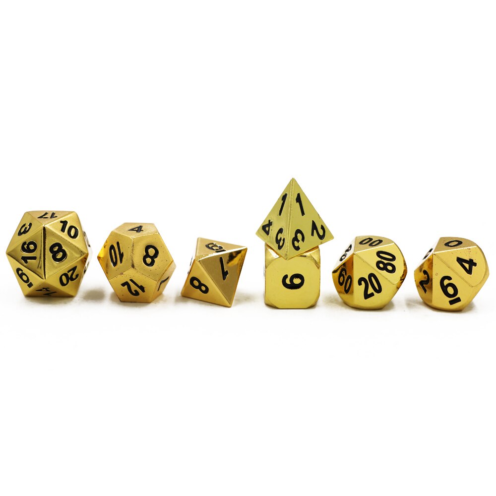 Gold Plated Metal Dice Set - Polyhedral Dice