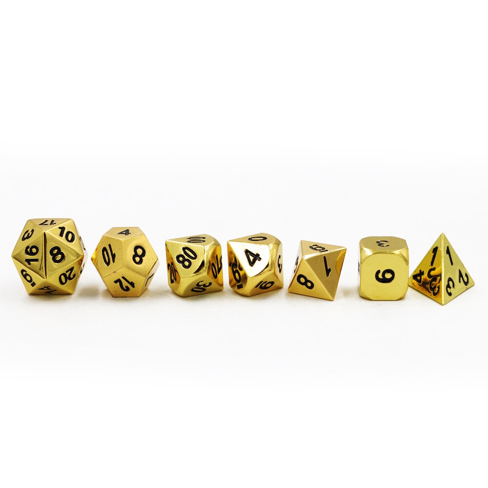 Gold Plated Metal Dice Set - Polyhedral Dice