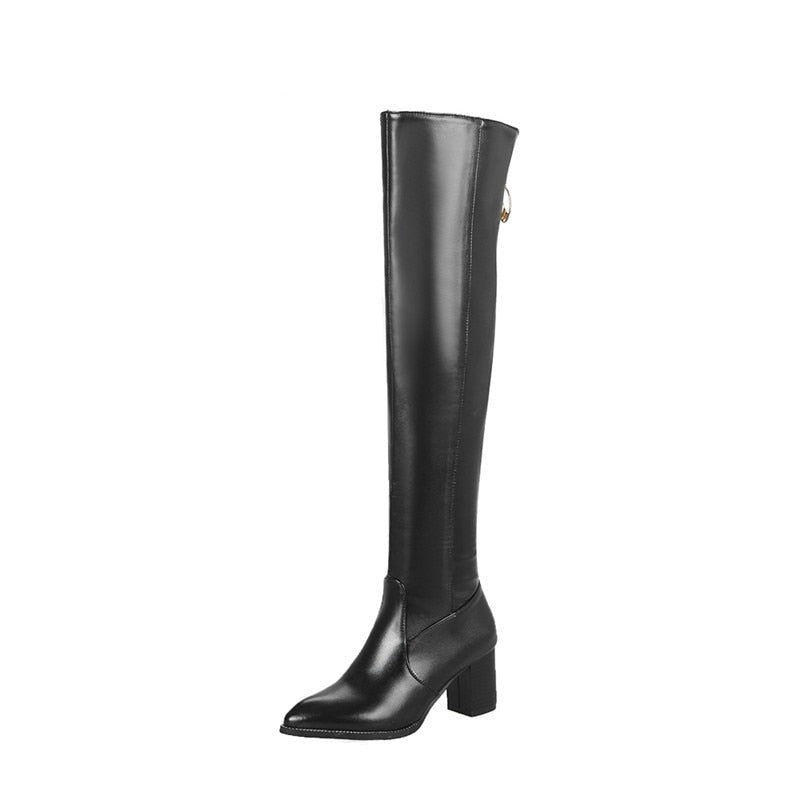 Fashion Leather Boots - Knee High Boots