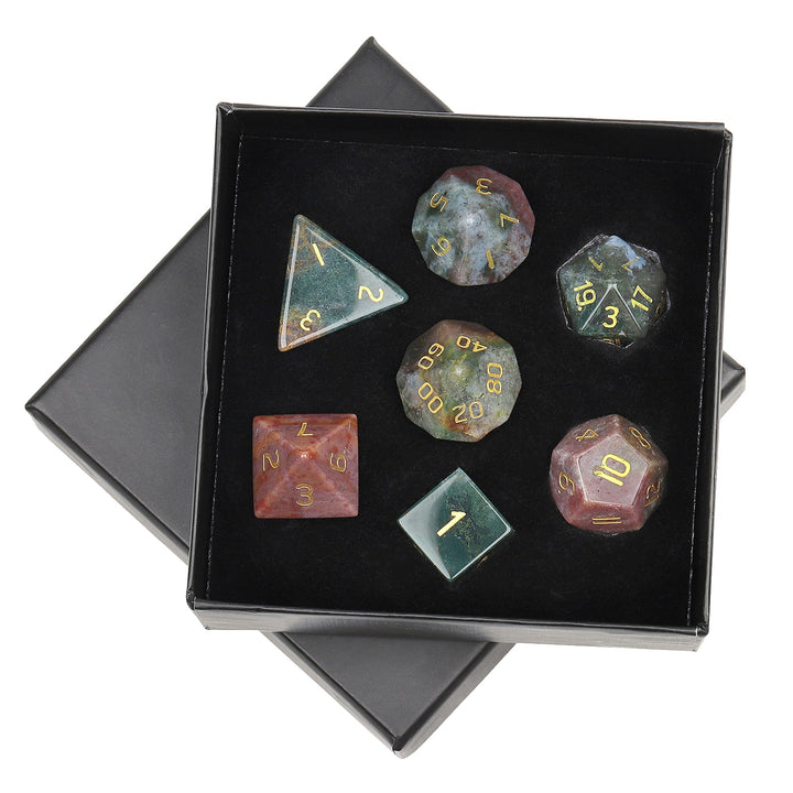 Natural Crystal Stone Dice Set - Polyhedral Dice