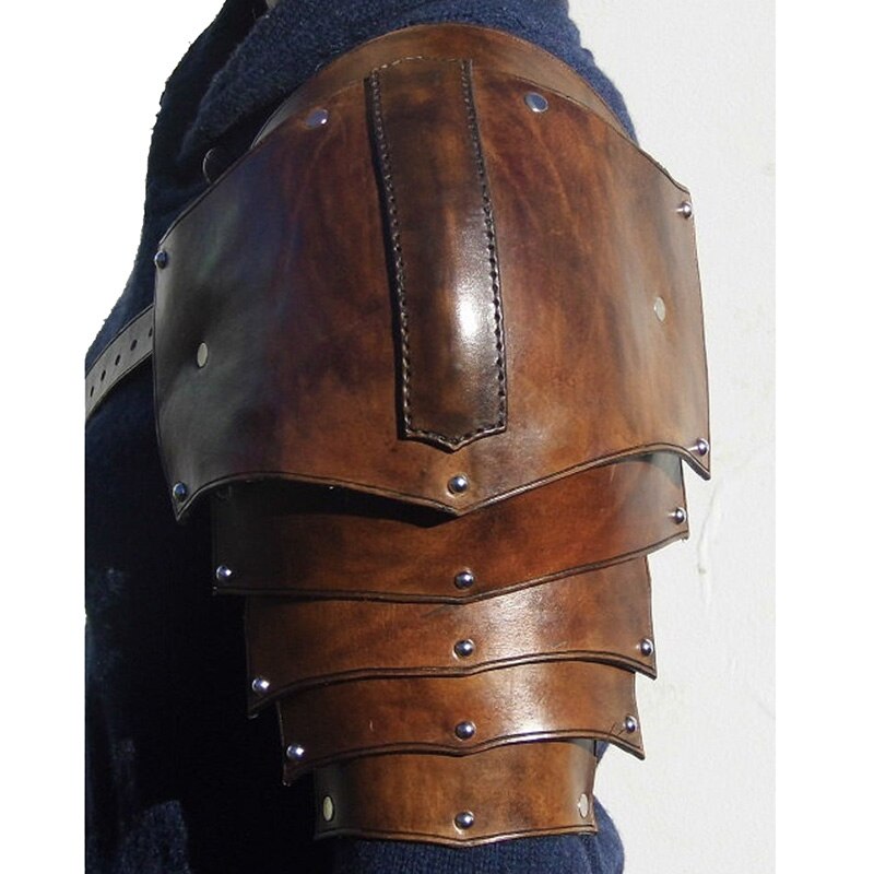Gladiator Pauldrons- Leather Spaulders- Medieval Shoulder Armor