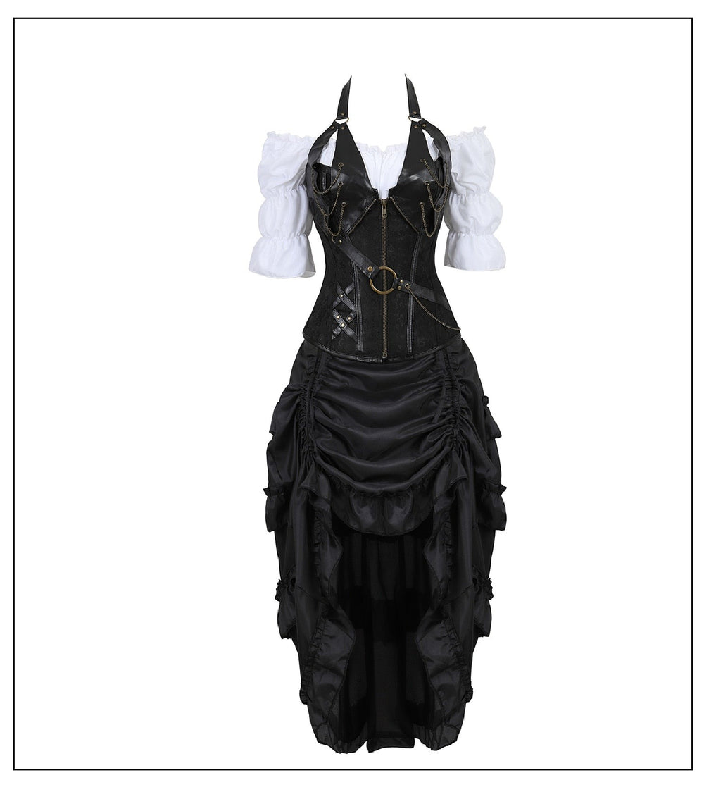 Steampunk Corset Dress - Low Ruffle Pirate Dress