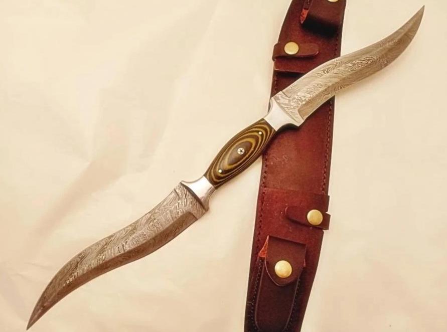 Haladie Knife- 20" - High Carbon Damascus Steel Blade- Double Blade Art Knife / Sword - Battling Blades