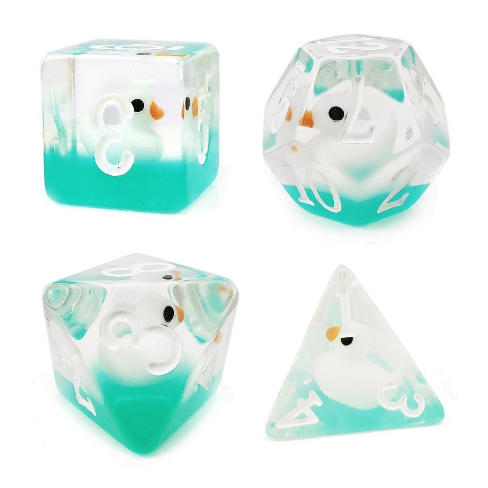 White Duck Dice Set - Polyhedral Dice Set