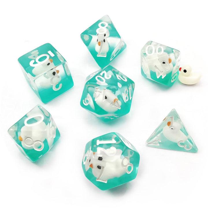 White Duck Dice Set - Polyhedral Dice Set