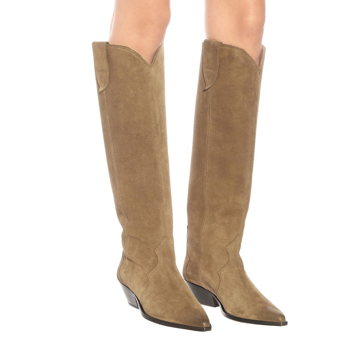Suede Western Boots - Knee High Boots