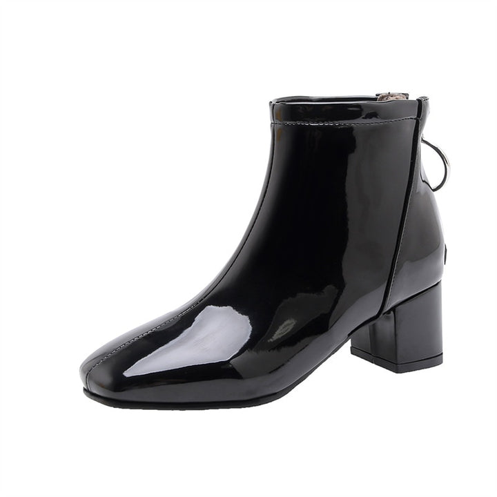 Patent Square Toe Ankle Boots