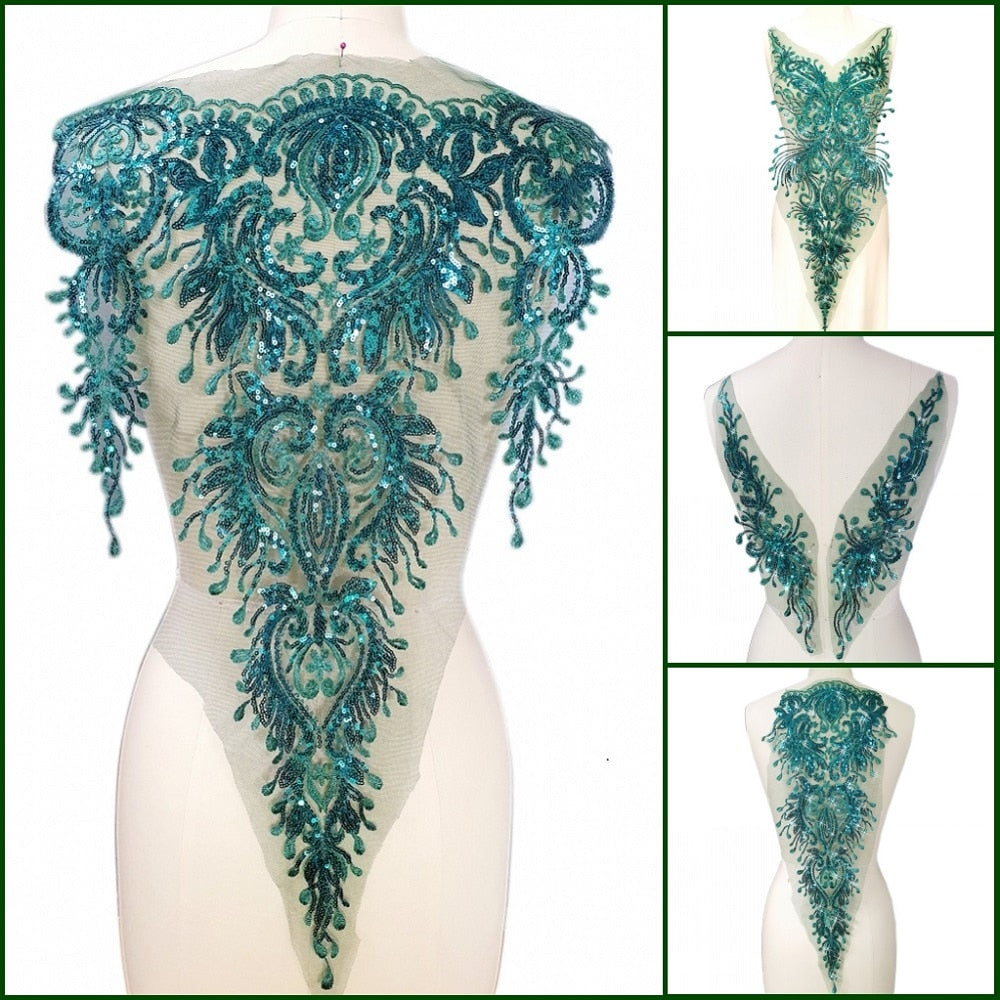 Haut Green Sequins Lace