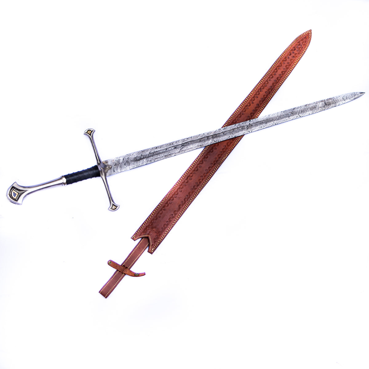 Greatsword- Two Handed Longsword - High Carbon Damascus Steel - 45" - Battling Blades