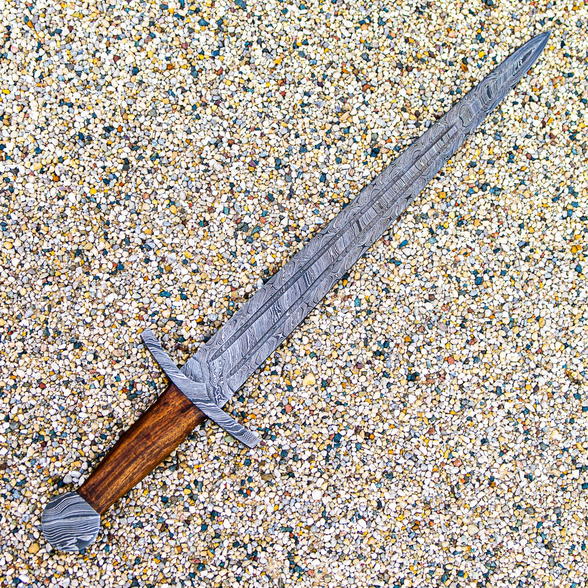 Bastard Sword / Longsword- High Carbon Damascus Steel Sword- 27" - Battling Blades