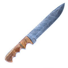 Bowie Knife- High Carbon Damascus Steel Blade- Woodsman - 14" - Battling Blades