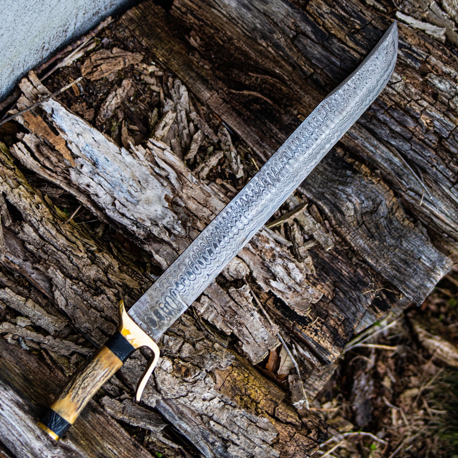 Messer Sword- High Carbon Damascus Steel -26" - Grosse Messer - Battling Blades