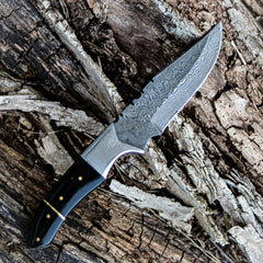 Skinning Knife/ Hunting Knife- High Carbon Damascus Steel Blade - Battling Blades