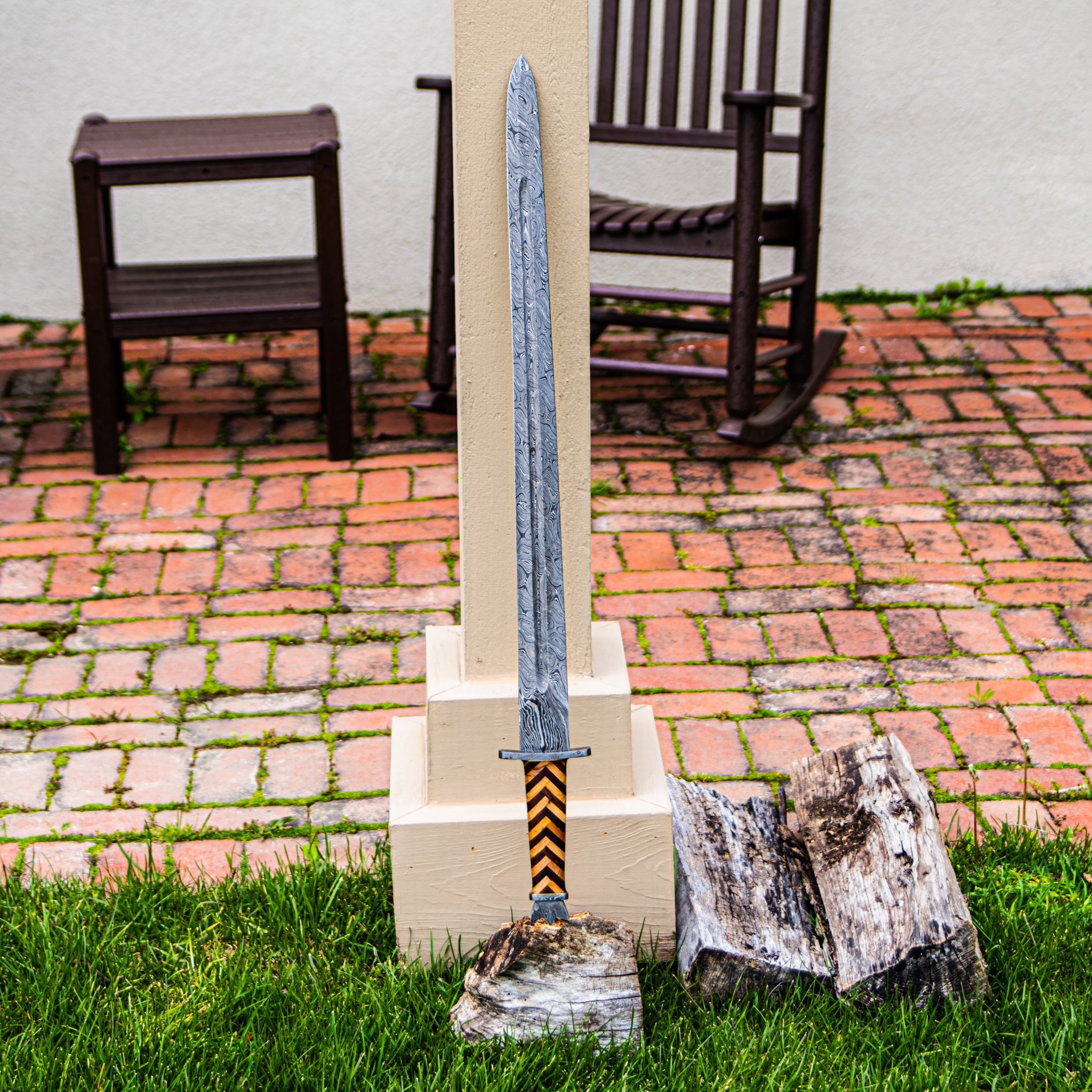 Viking Spatha Sword- High Carbon Damascus Steel- 35
