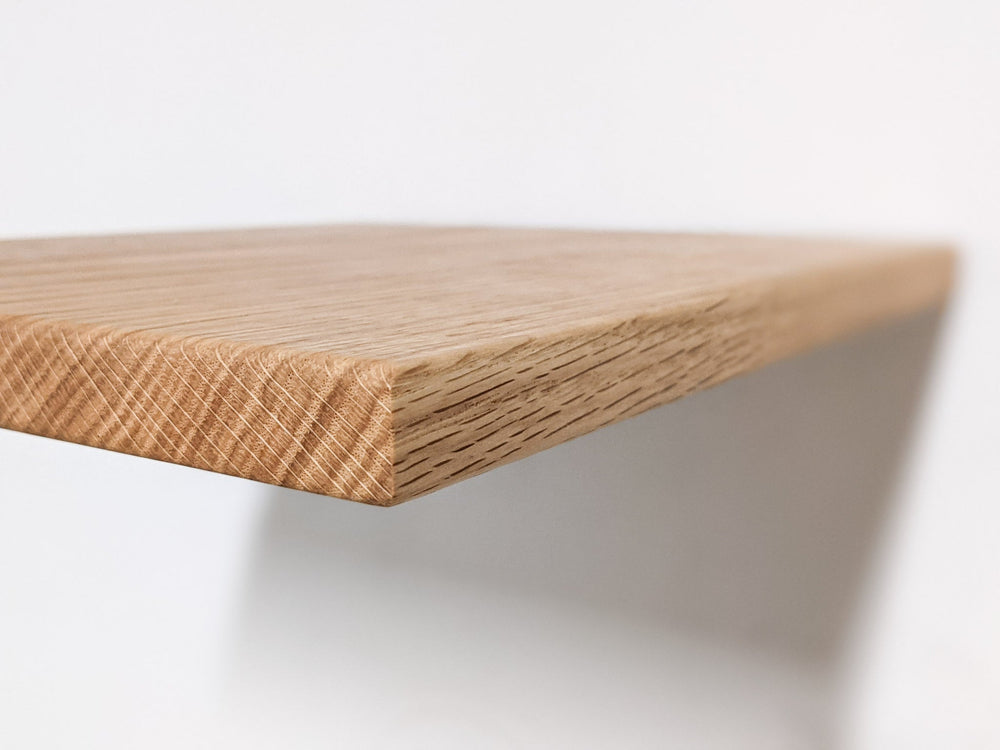 oak floating shelf with brackets