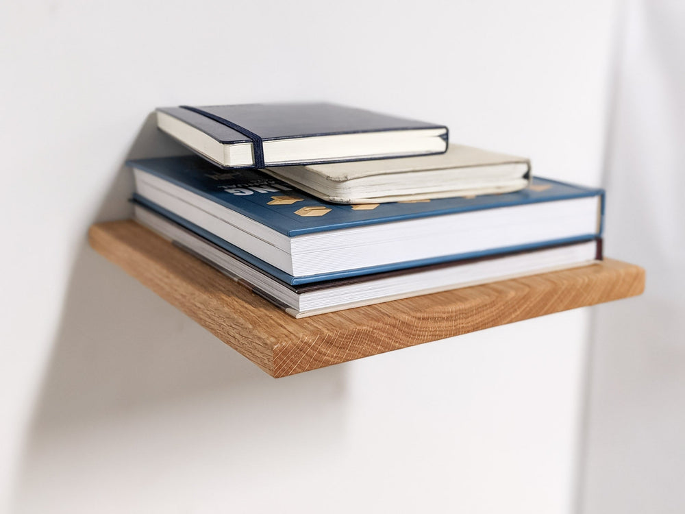 custom oak floating shelf