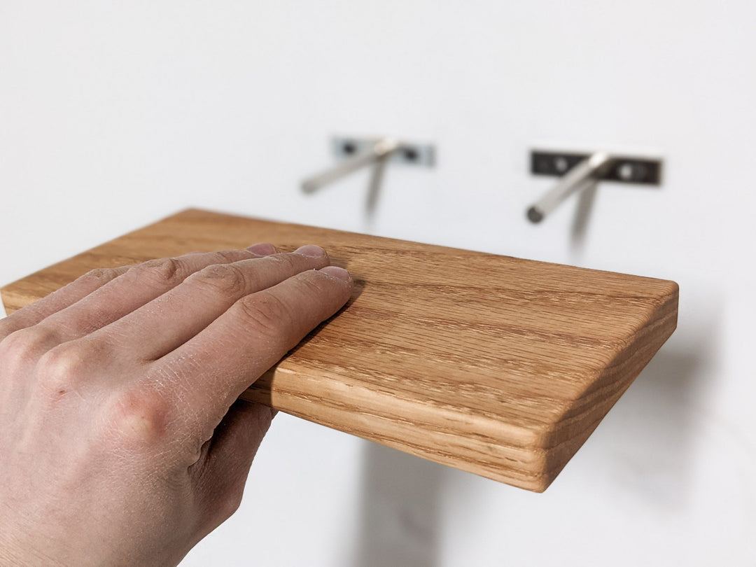 small and medium sized wood floating shelf