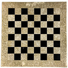 Large Marble Chess Set- Black and White Coral with Fancy Chess Pieces- White Border- 16" - Battling Blades