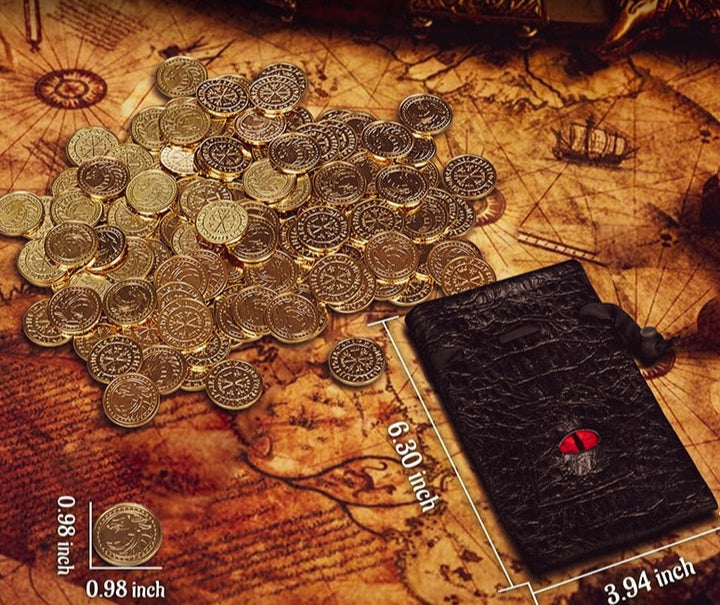 Treasure Tokens with Leather Pouch - Gaming Loot