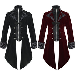 Medieval Tailcoat- Steampunk Velvet Stand Collar Jacket - Battling Blades