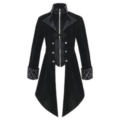 Medieval Tailcoat- Steampunk Velvet Stand Collar Jacket - Battling Blades