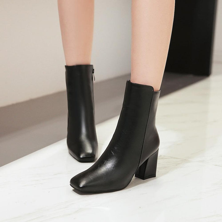 Mid Hell Side Zip Ankle Boots